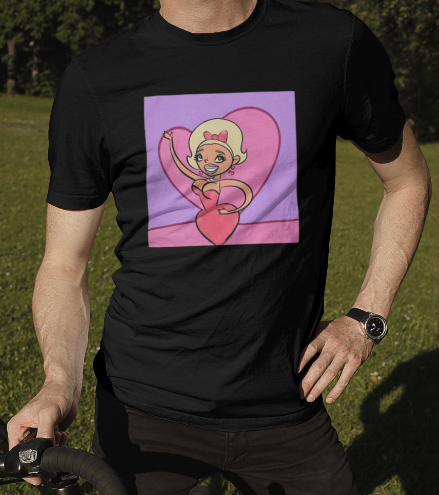 Jaymes Mansfield Cartoon Heart Outfit Pink Background T-Shirt