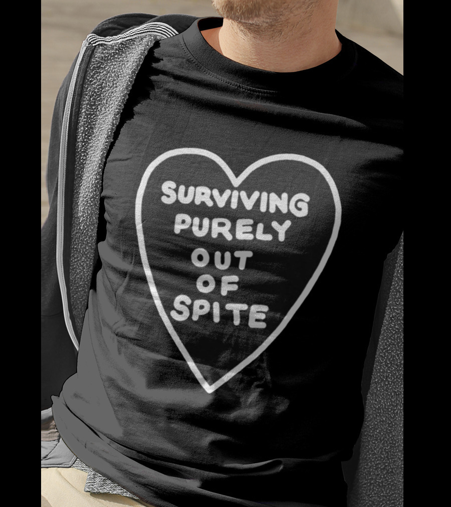 Surviving Purely Out Of Spite Heart Motif T-Shirt
