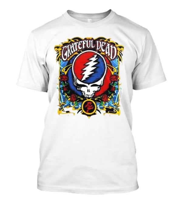 Grateful Dead Steal Your Face Skull With Roses And Lightning Bolt T-Shirt