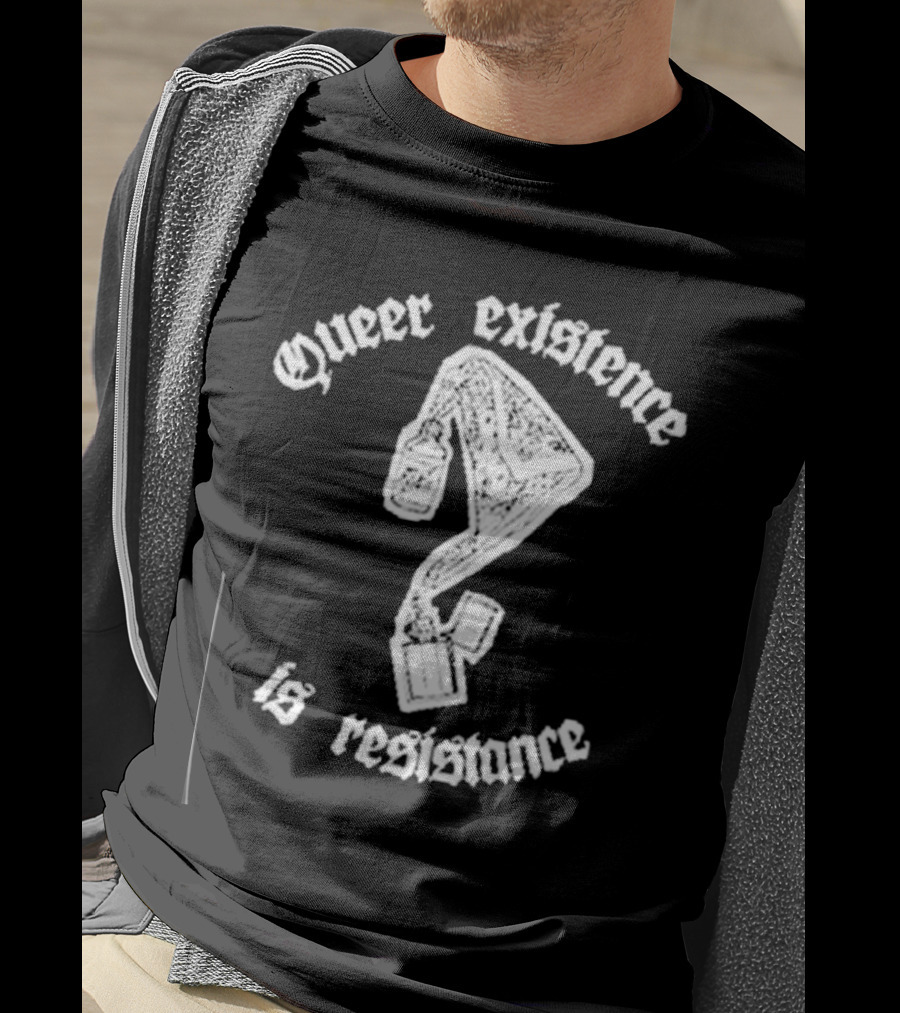 Queer Existence Is Resistance Question Mark Graffiti T-Shirt