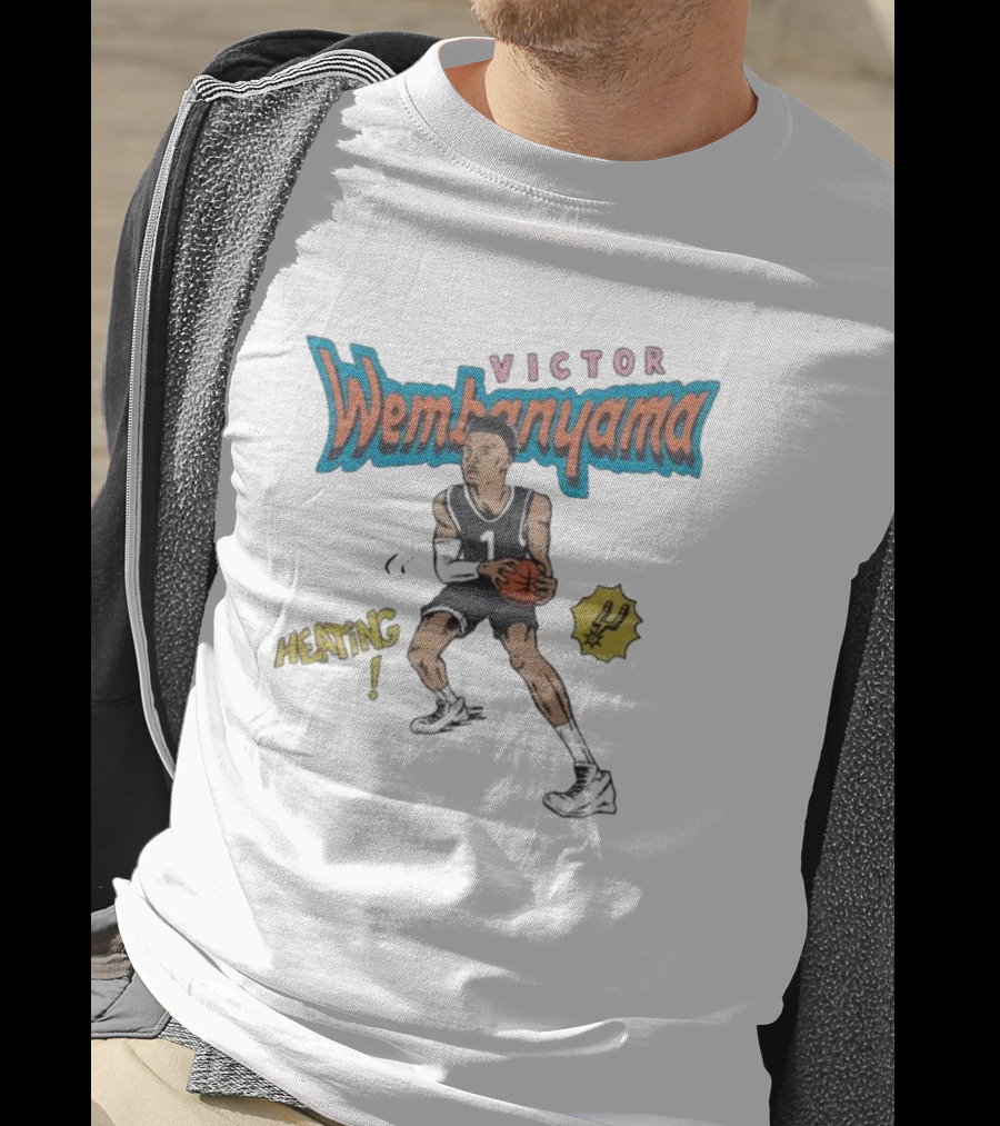 San Antonio Spurs Comic Book Victor Wembanyama Heating Basketball Player T-Shirt