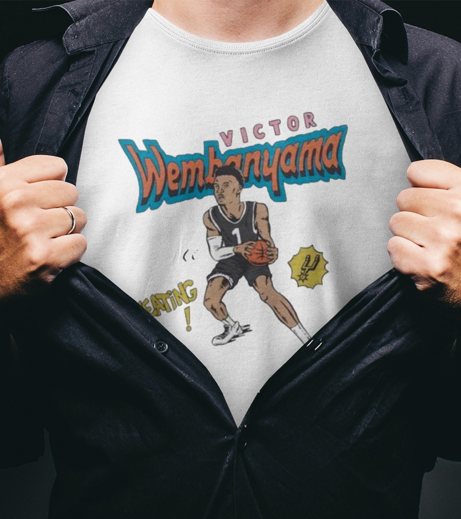 San Antonio Spurs Comic Book Victor Wembanyama Heating Basketball Player T-Shirt