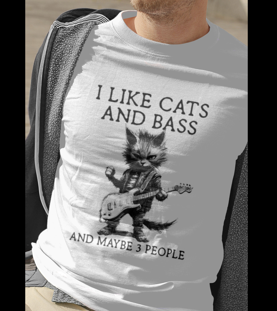 I Like Cats And Bass And Maybe 3 People With Guitar Playing Cat T-Shirt