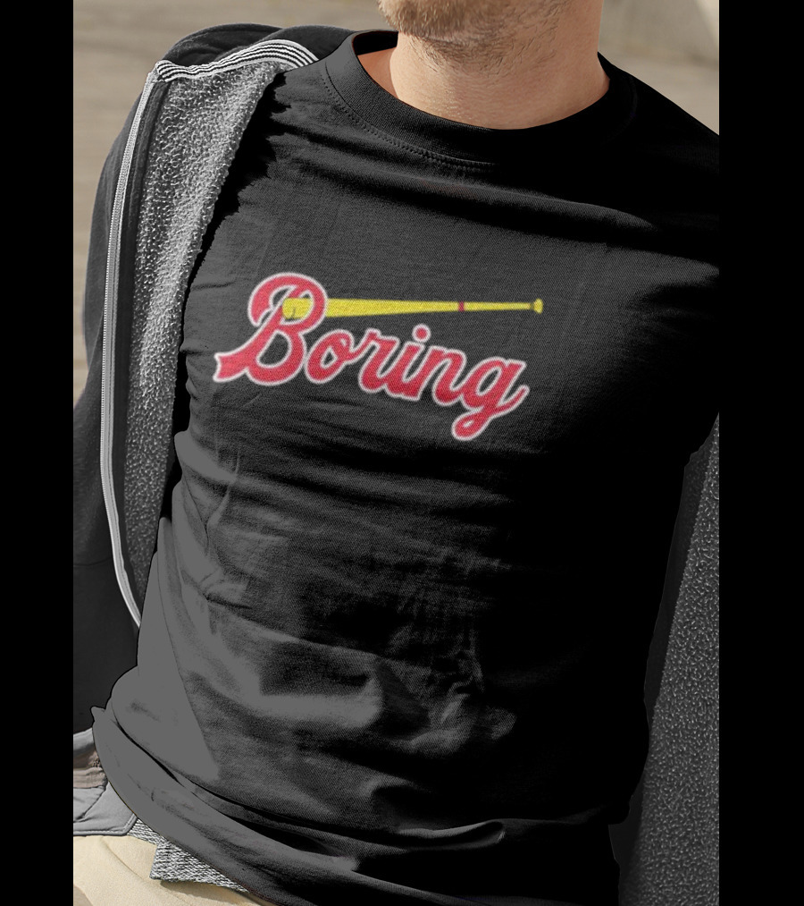 Boring David Kaplan Baseball Bat Script T-Shirt
