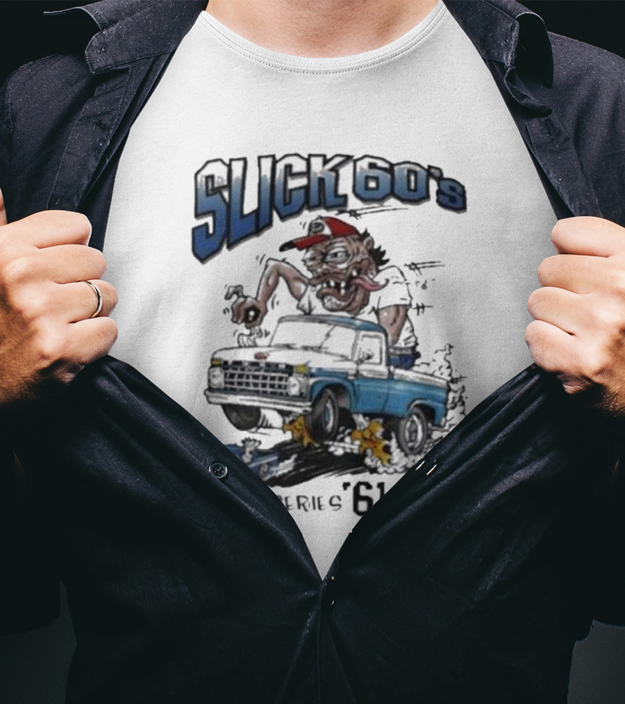 Slick 60'S Ford Series 61-66 Vintage Design Car Cartoon T-Shirt