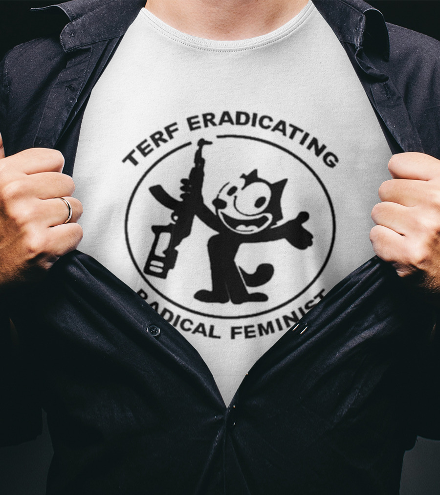 TERF Eradicating Radical Feminist Cat With Gun T-Shirt