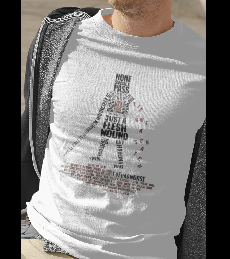 'Tis But A Flesh Wound Iconic Quotes None Shall Pass Knight T-Shirt