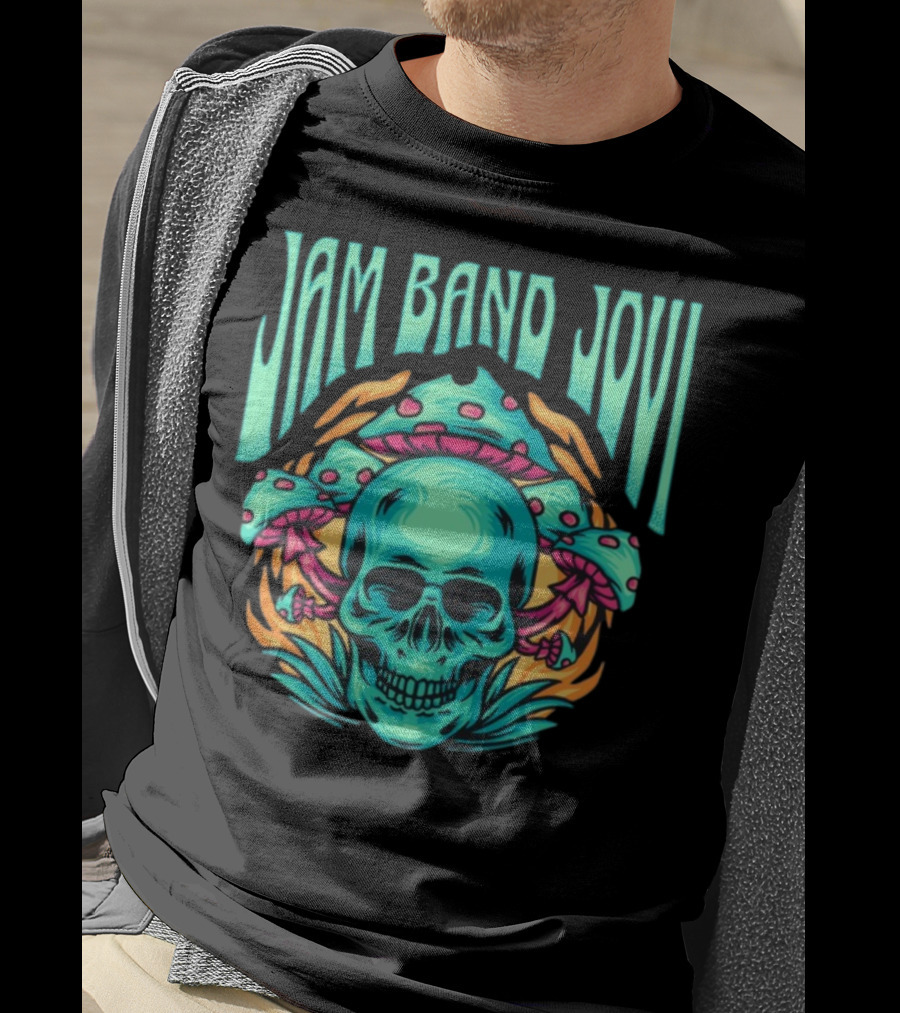 Jam Band Jovi Psychedelic Skull And Mushrooms T-Shirt