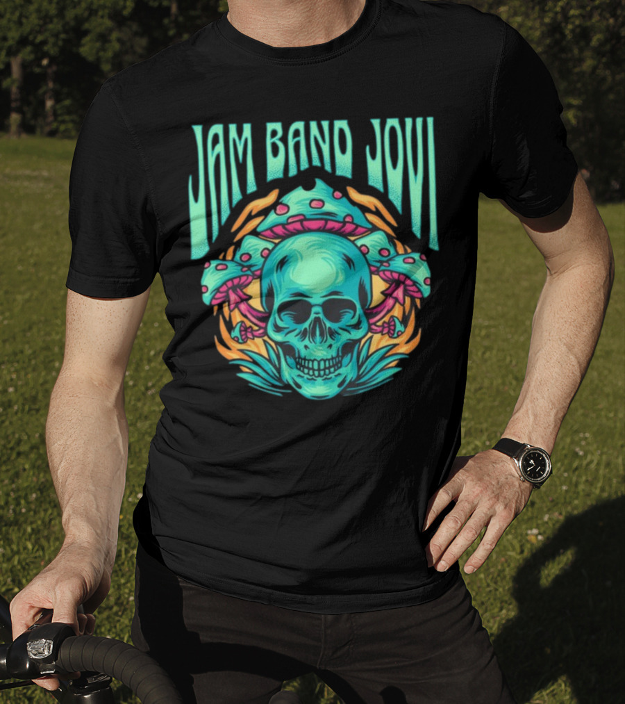 Jam Band Jovi Psychedelic Skull And Mushrooms T-Shirt