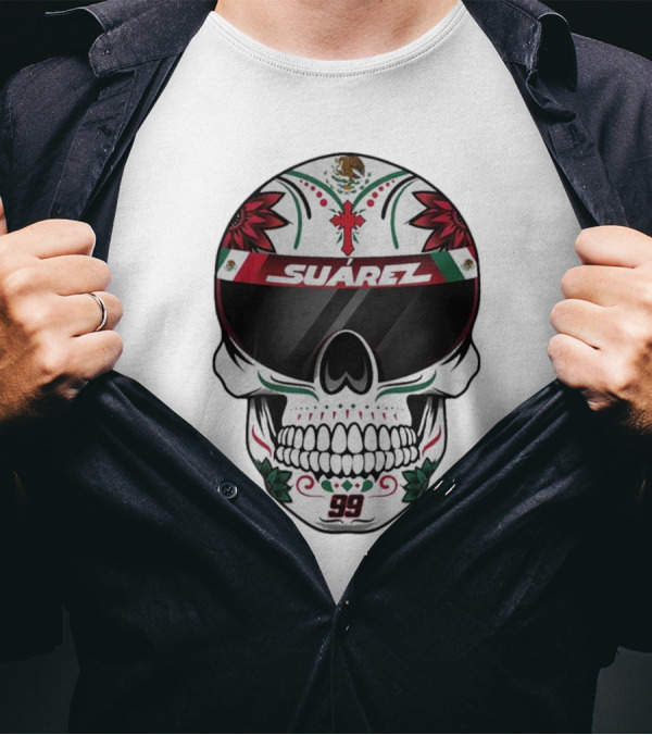 Suarez Racing Helmet Visor Skull With Number 99 T-Shirt