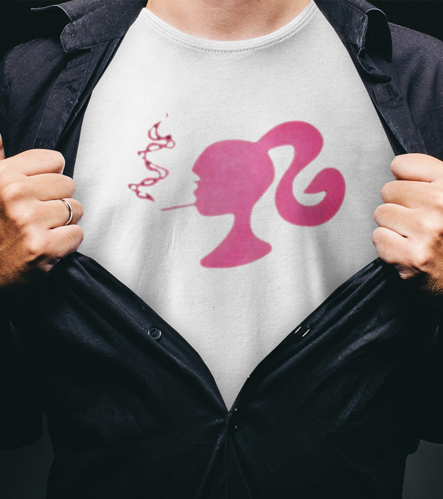Smoking Pink Silhouette Barbie T-Shirt