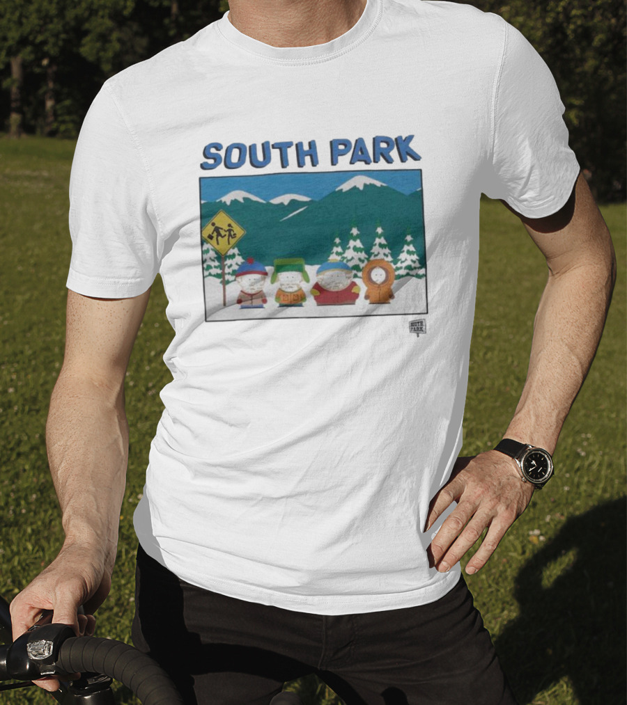 SOUTH PARK Characters In Winter Mountain Scene T-Shirt