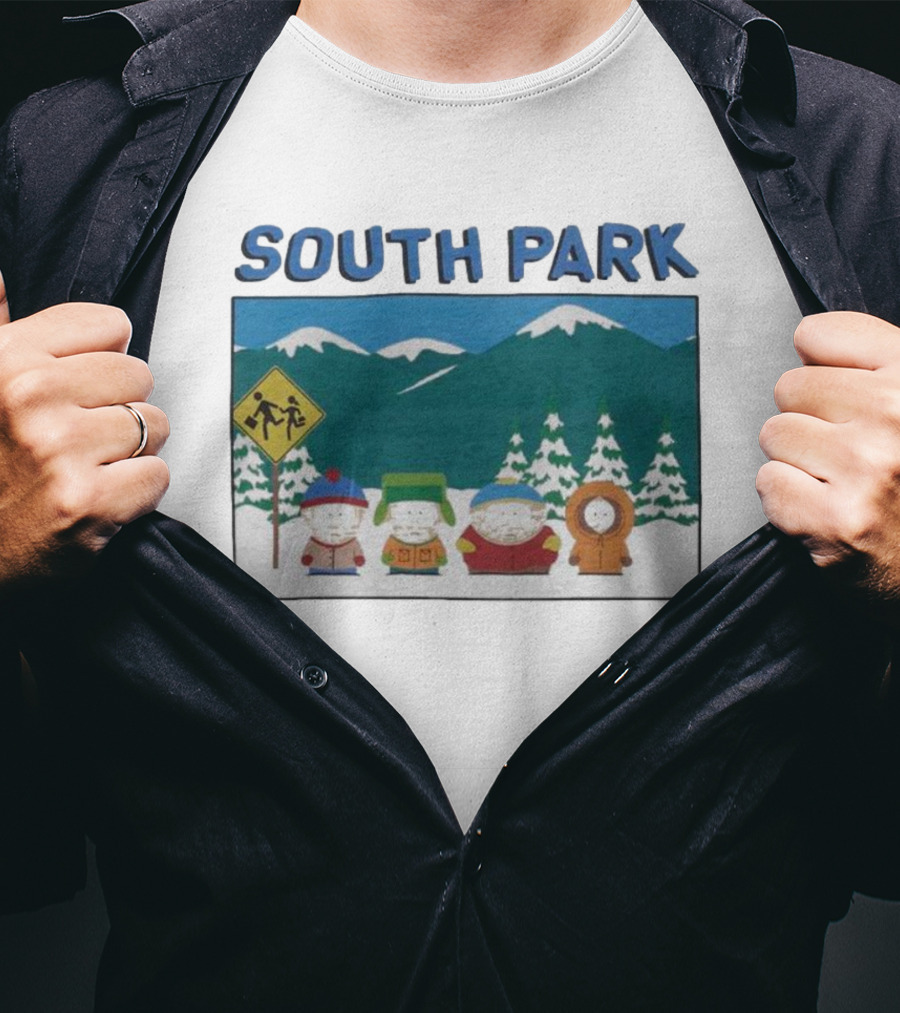 SOUTH PARK Characters In Winter Mountain Scene T-Shirt