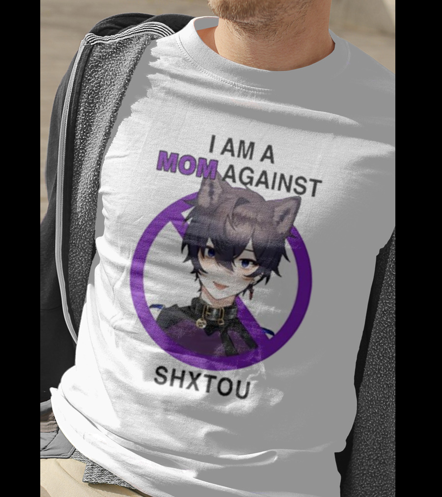 I Am A Mom Against Shxtou Character With Crossed Circle T-Shirt