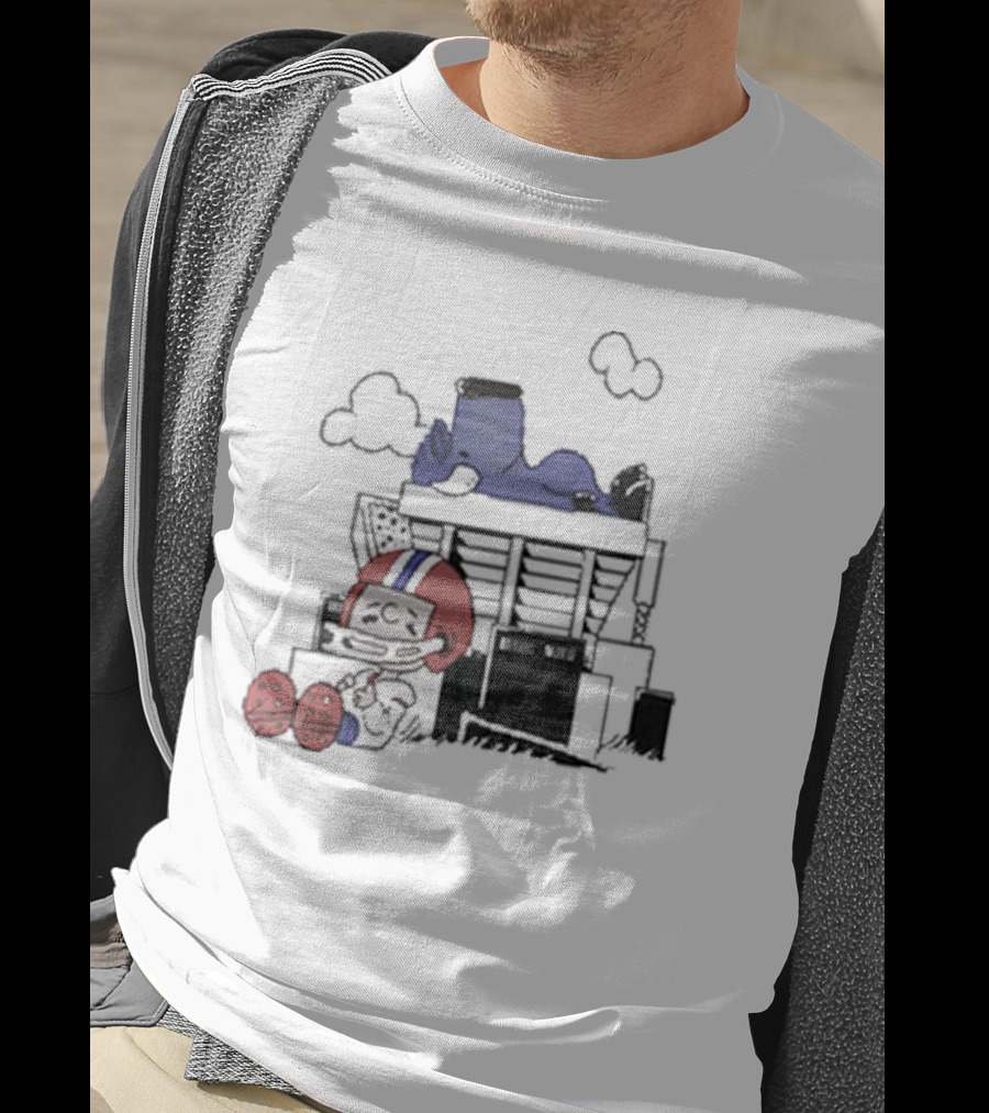 26 Shop Waiting The Season Football-Themed Nostalgic Cloud Scene T-Shirt