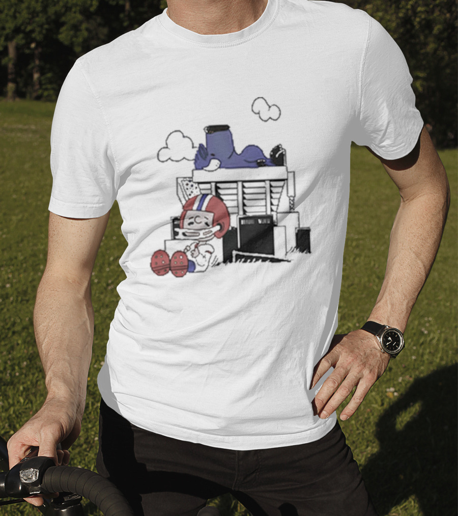 26 Shop Waiting The Season Football-Themed Nostalgic Cloud Scene T-Shirt