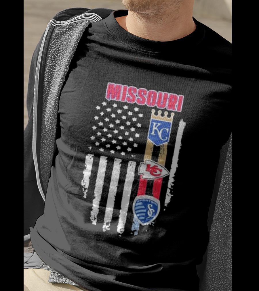 Missouri Kansas City Chiefs Royals Sporting Flag T-Shirt