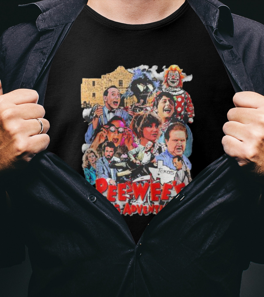 Pee Wee's Big Adventure Vintage Paul Reubens Texas Collage T-Shirt