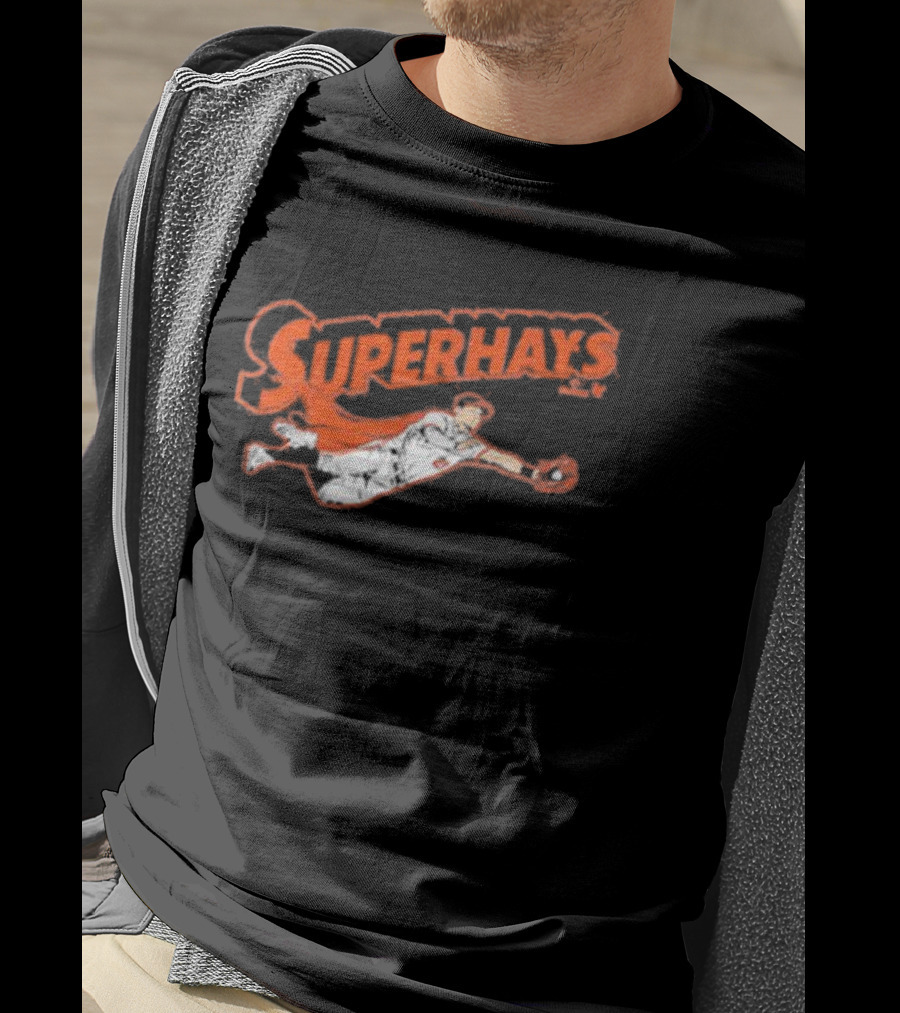 Superhays Austin Hays Baseball Flying Action T-Shirt
