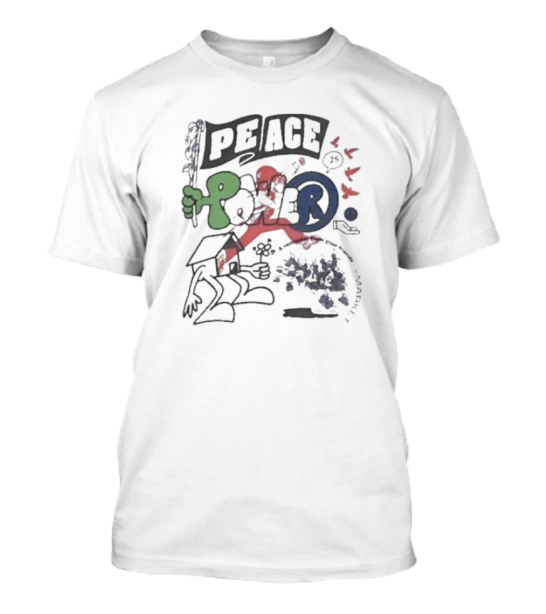 Peace Power Colorful Street Art Symbol Collage T-Shirt