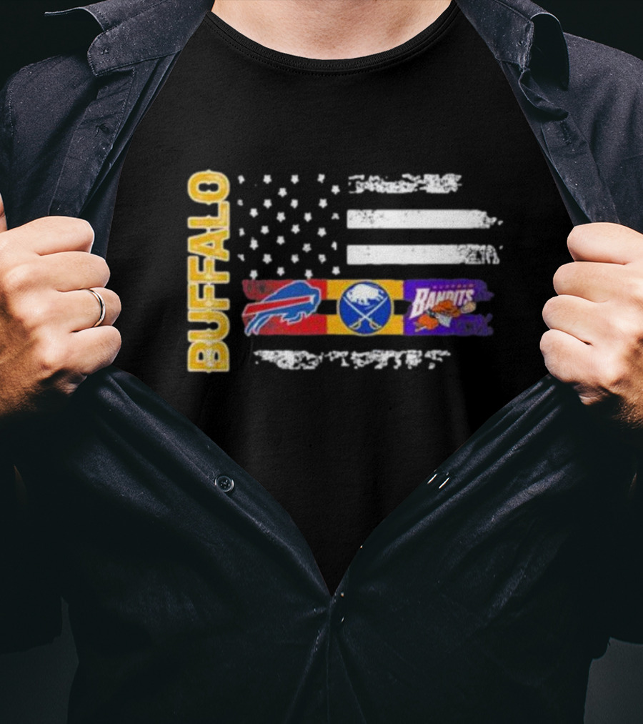 Buffalo Bills Sabres Bandits US Flag Buffalo T-Shirt