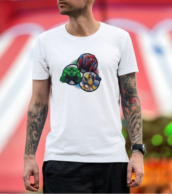 Premium T-Shirt: Thenerdspider Marvel's Trinity Spider-Man Hulk Wolverine T-Shirt Thenerdspider Marvel's Trinity Spider-Man Hulk Wolverine T-Shirt