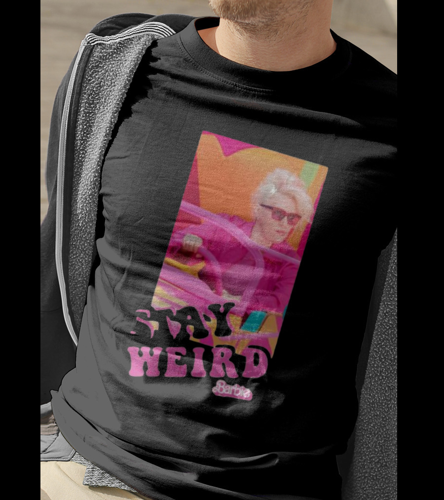 Barbie Movie Stay Weird Pink Jacket Sunglasses T-Shirt