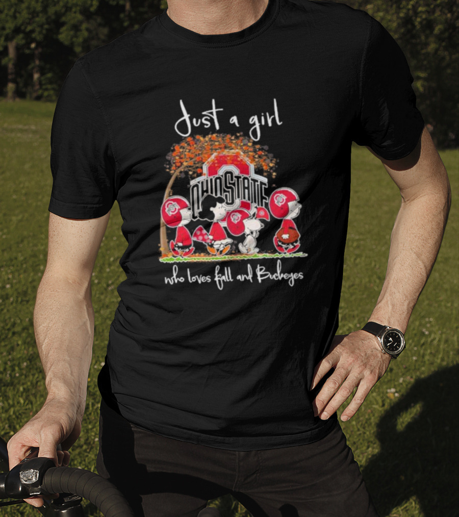 Just A Girl Who Loves Fall And Ohio State Buckeyes Peanuts T-Shirt