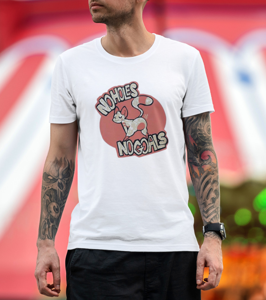 Sockfox No Holes No Goals Fox Graphic Red Circle T-Shirt