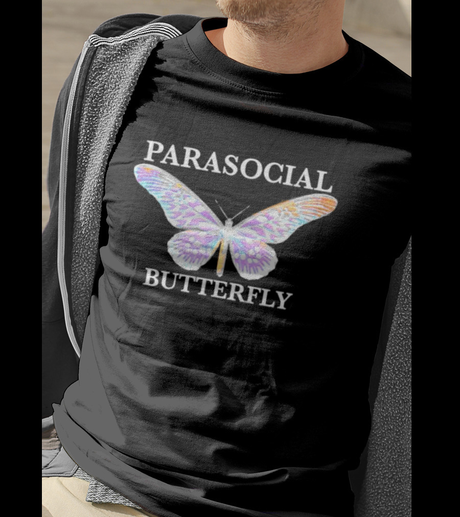 Parasocial Butterfly Rainbow Holographic T-Shirt