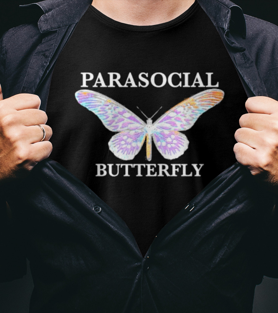 Parasocial Butterfly Rainbow Holographic T-Shirt