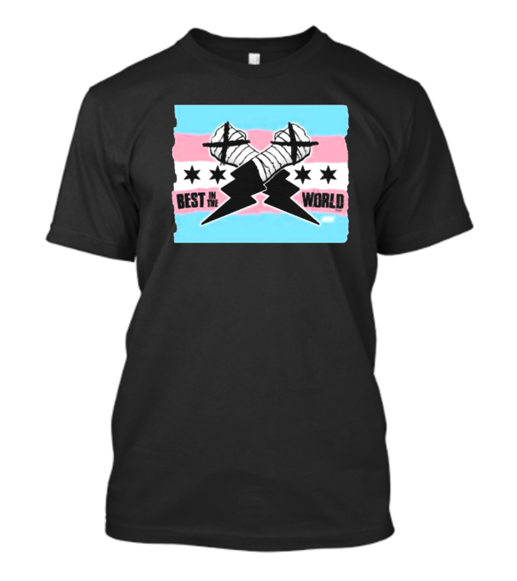 Shopaew Cm Punk Best In The World Trans Pride Flag With Fists And Stars T-Shirt