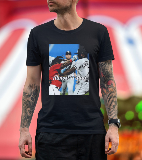 Premium T-Shirt: Almost Friday Baseball Knockout Action T-Shirt Almost Friday Baseball Knockout Action T-Shirt