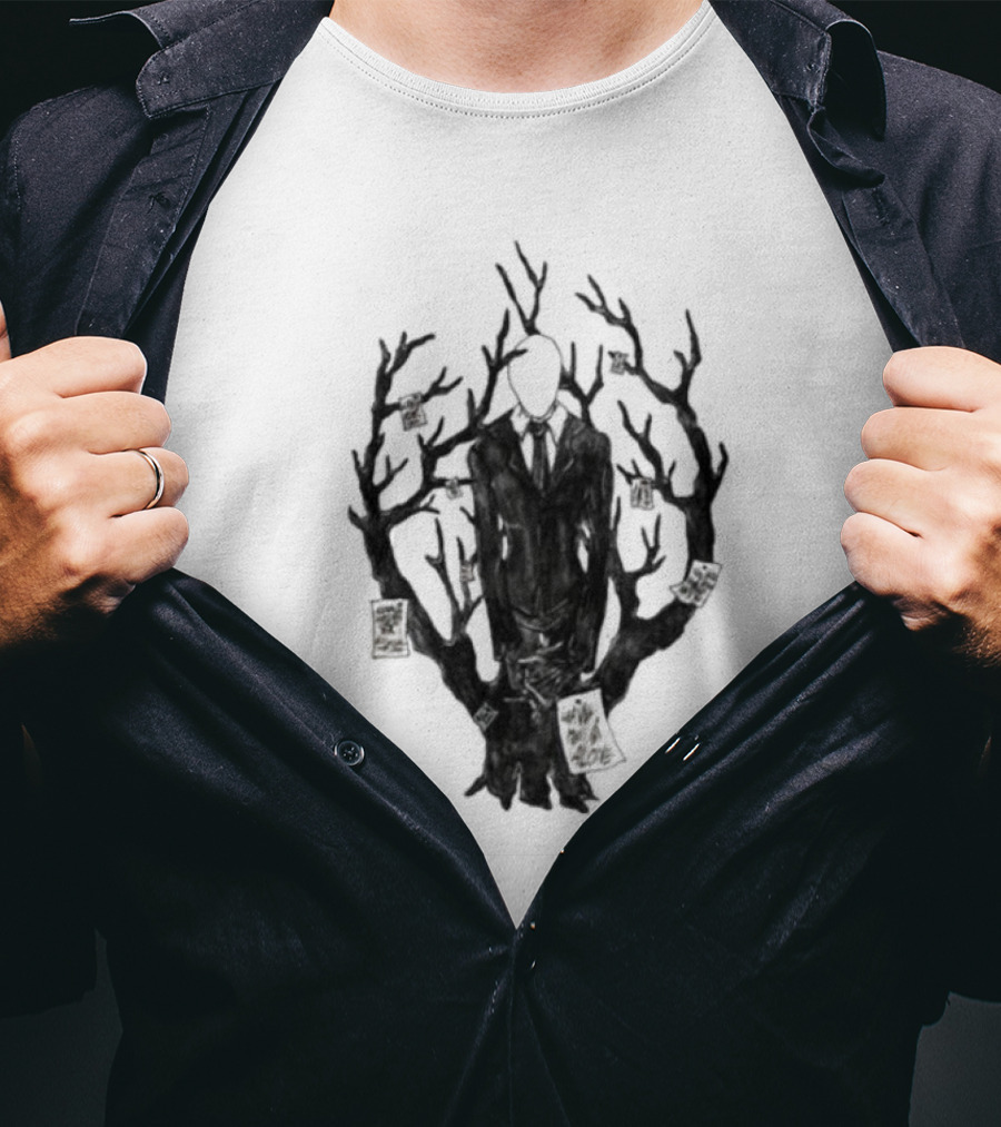 Slenderman III Halloween Tree Branches Cards T-Shirt