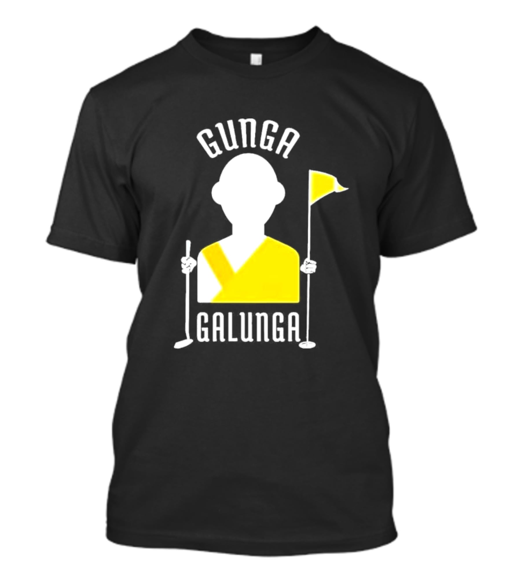 Gunga Galunga Golf Monk Icon With Clubs And Flag T-Shirt
