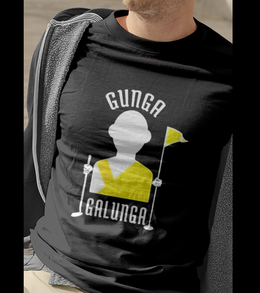 Gunga Galunga Golf Monk Icon With Clubs And Flag T-Shirt
