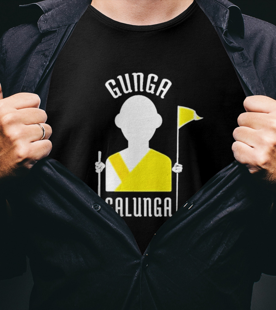 Gunga Galunga Golf Monk Icon With Clubs And Flag T-Shirt