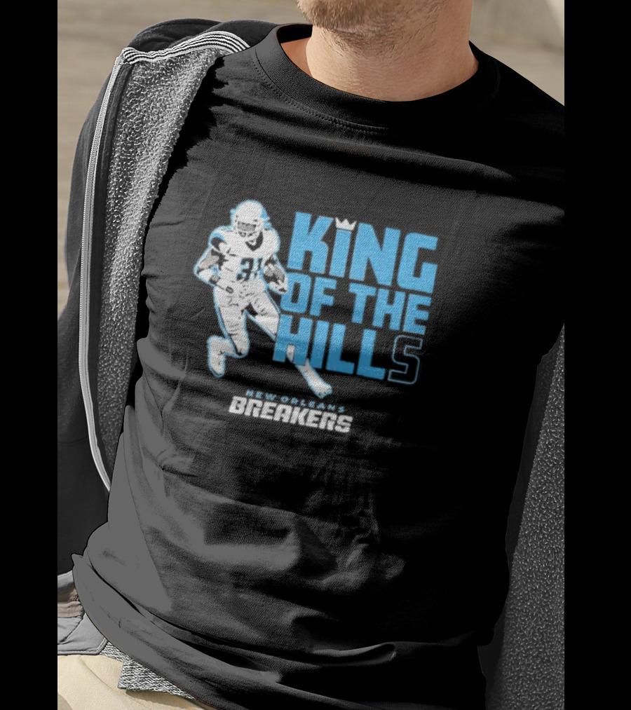 New Orleans Breakers King Of The Hills Football Player Action T-Shirt