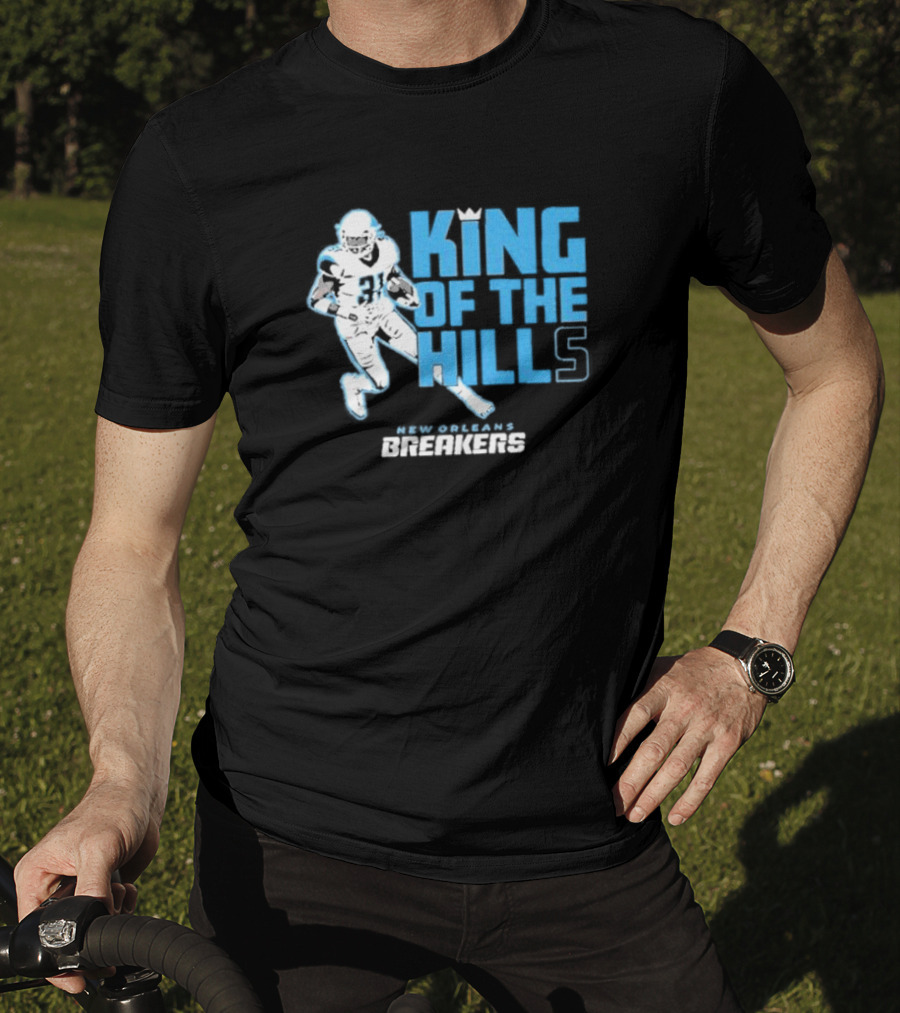 New Orleans Breakers King Of The Hills Football Player Action T-Shirt