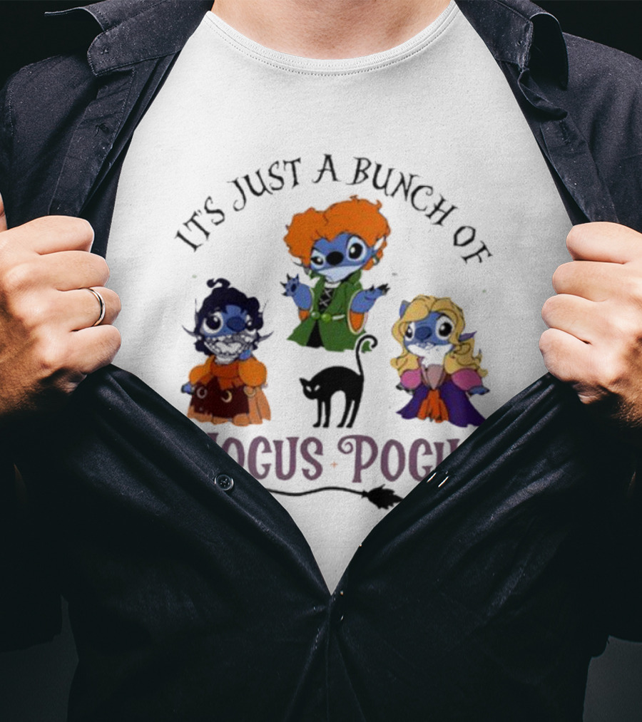 It's Just A Bunch Of Hocus Pocus Halloween Stitch Characters T-Shirt
