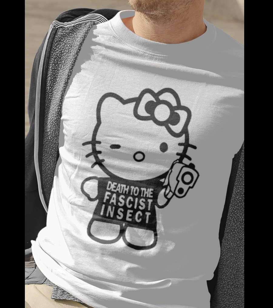 Death To The Fascist Insect Hello Kitty With Gun T-Shirt