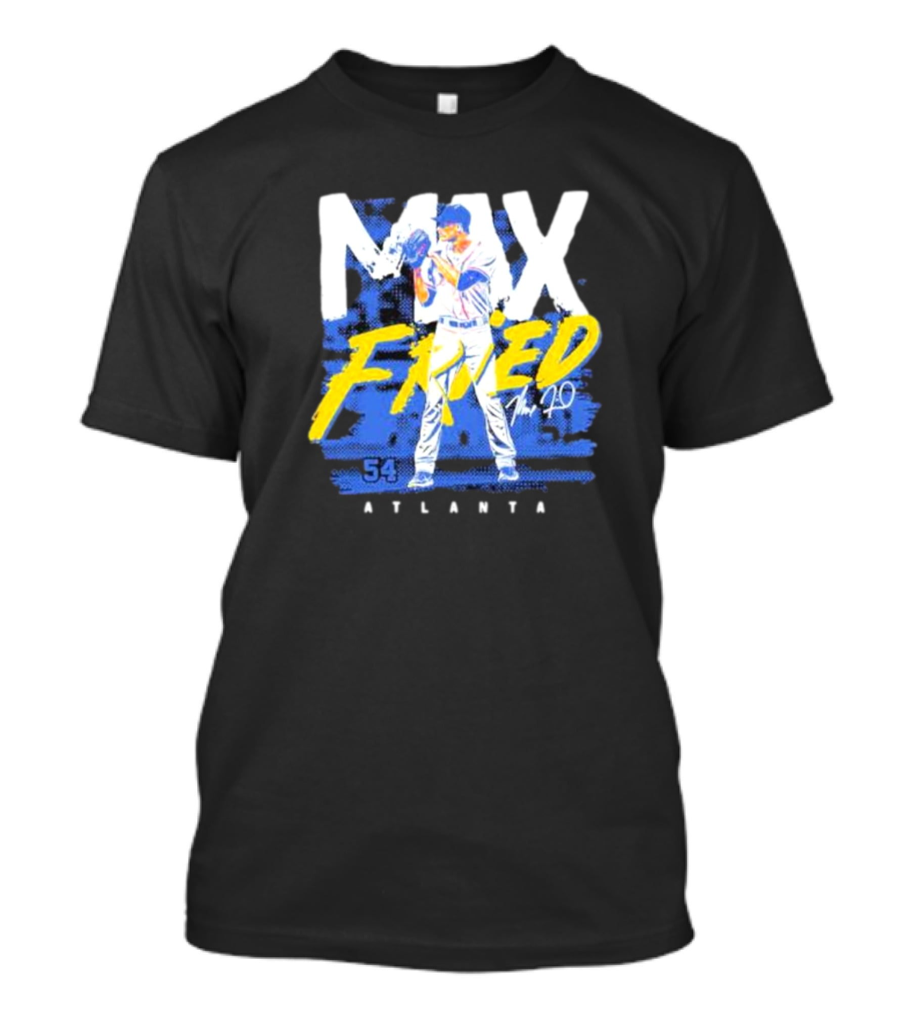 Max Fried 54 Atlanta Braves MLBPA Signature Baseball Pitcher T-Shirt