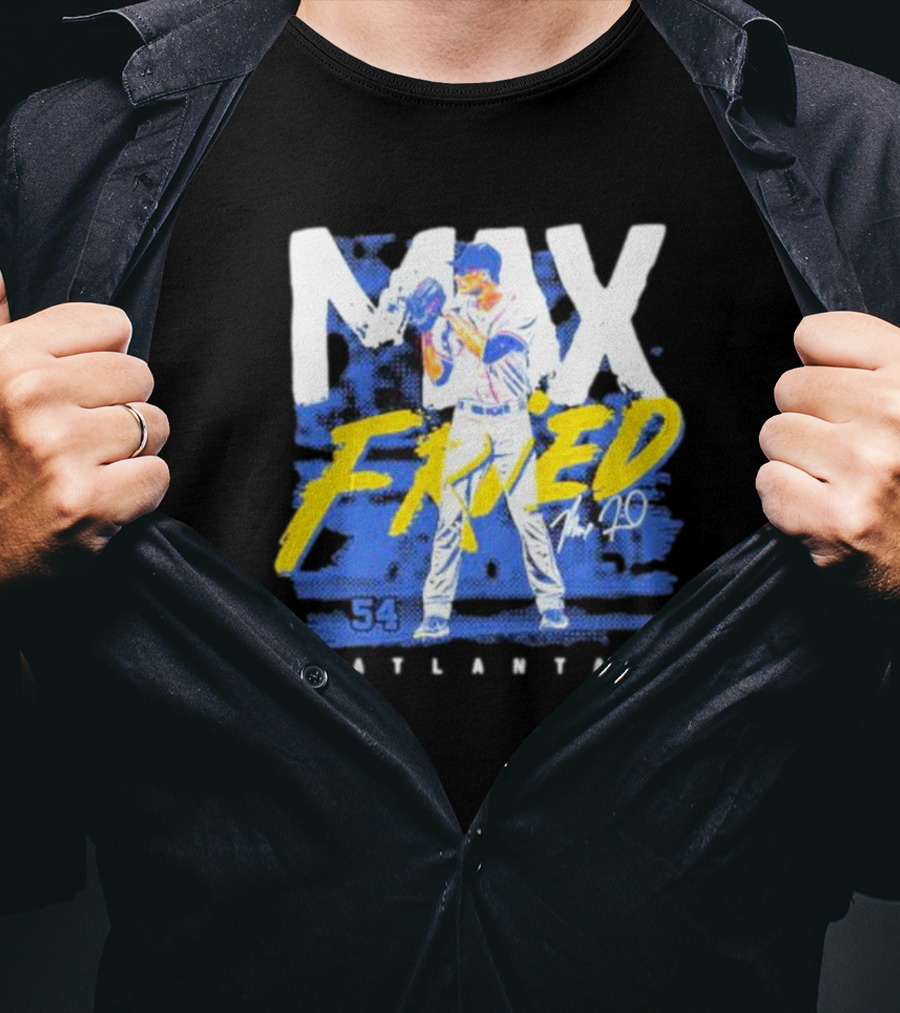 Max Fried 54 Atlanta Braves MLBPA Signature Baseball Pitcher T-Shirt