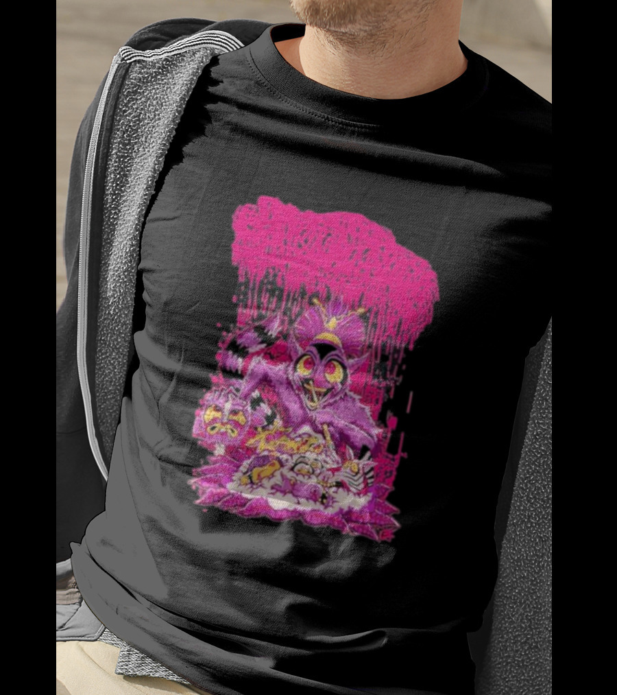 Sanguisugabogg Madagascar Lemur Creature In Psychedelic Pink With Dripping Effect T-Shirt