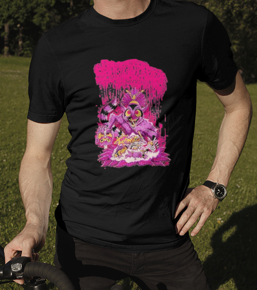 Sanguisugabogg Madagascar Lemur Creature In Psychedelic Pink With Dripping Effect T-Shirt