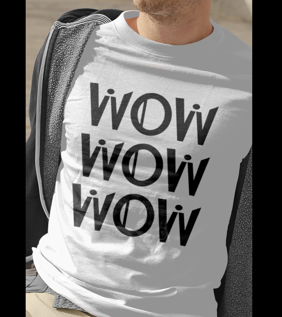 Wow Wow Wow Triple Stack Optical Illusion T-Shirt