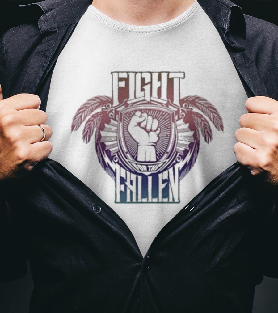 Maui Strong Fight For The Fallen Raised Fist With Feather Accents T-Shirt