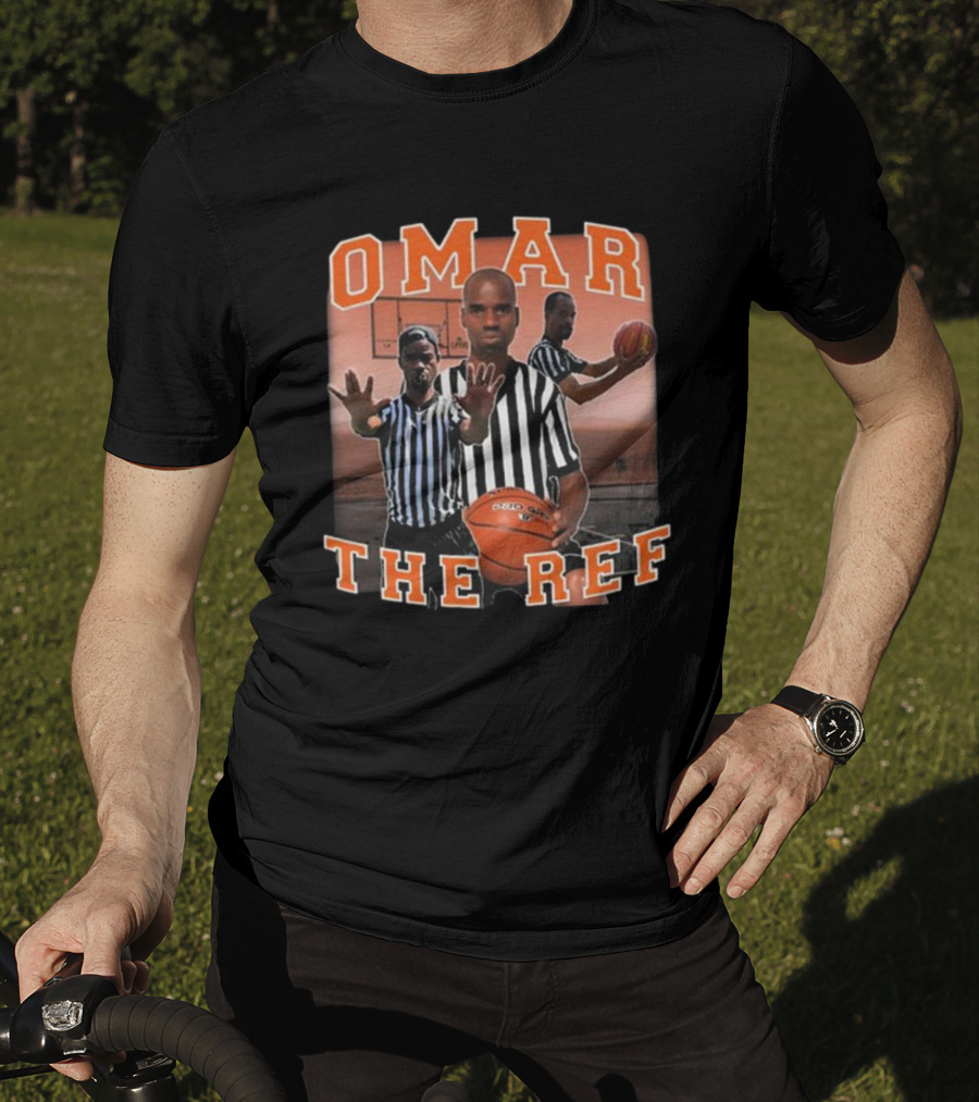 OMAR The Ref Basketball Referee With Whistle And Basketball Court T-Shirt
