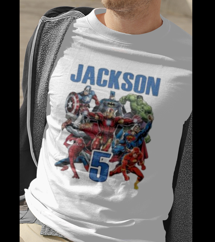 Jackson 5 Super Hero Birthday Avengers Family T-Shirt