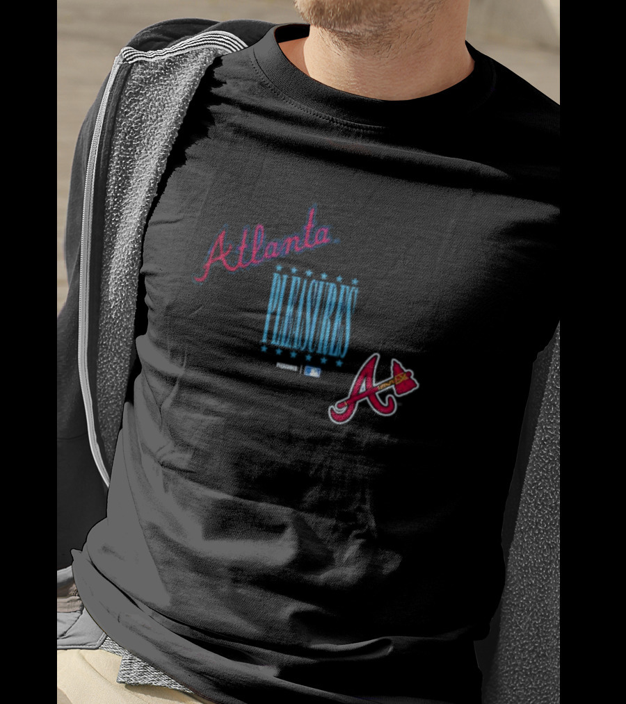 Atlanta Braves PLEASURES Collaboration MLB Logo Repurpose T-Shirt